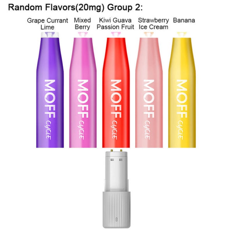 Moff Cycle Bar 600 Puffs Rechargeable Disposable Kit (One Pack with Five Flavors)